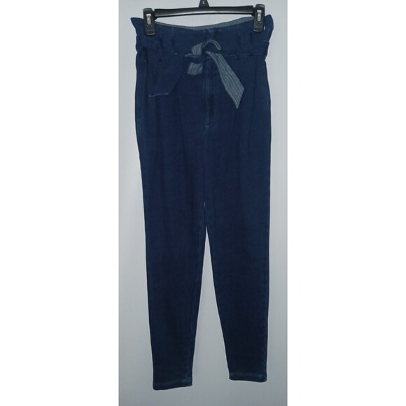 AG Adriano Goldschmied Pentra Pants Tie Frt Belt Blue Paperbag Jogger High Waist - Picture 1 of 11